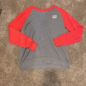 Red and Gray Graphic Crew Neck Hoodie